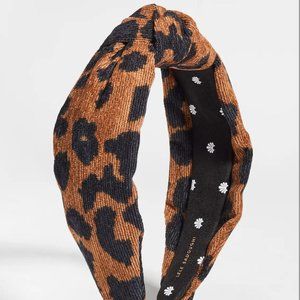 Lele Sadoughi Leopard Corduroy Knotted Headband with Dustbag